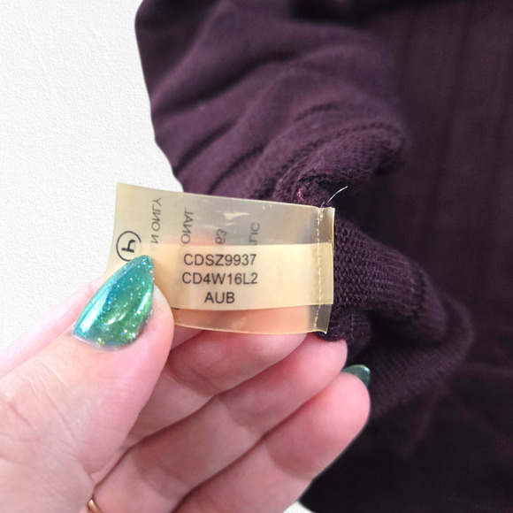 Calvin Klein Purple Ribbed Knit Fit & Flare Sweater Dress Long Sleeve Size Large - Picture 8 of 9